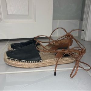 Coach Leather Lace Up Espadrilles